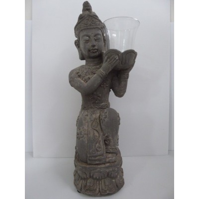 Buddha Rustic Glass 47 cm Gris